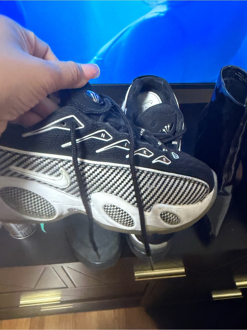 Nike Black and White Mesh Wave Runner Sneakers